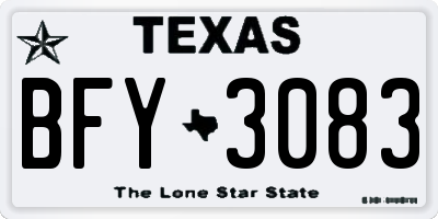 TX license plate BFY3083