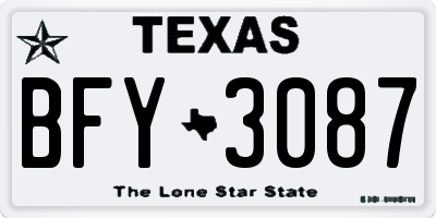 TX license plate BFY3087