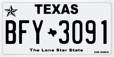 TX license plate BFY3091