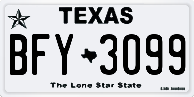 TX license plate BFY3099