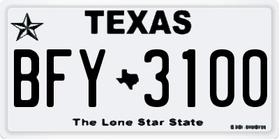 TX license plate BFY3100