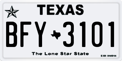 TX license plate BFY3101
