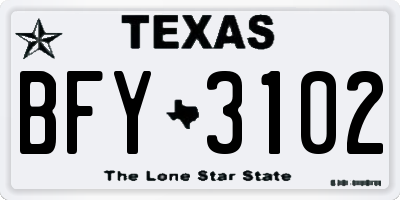 TX license plate BFY3102