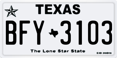 TX license plate BFY3103
