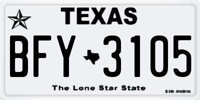 TX license plate BFY3105