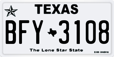 TX license plate BFY3108