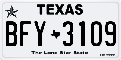 TX license plate BFY3109