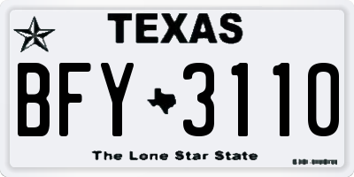 TX license plate BFY3110