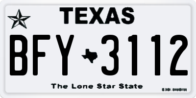 TX license plate BFY3112