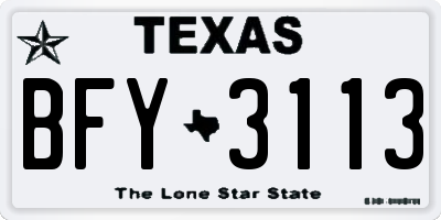 TX license plate BFY3113