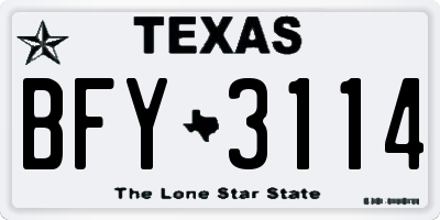 TX license plate BFY3114