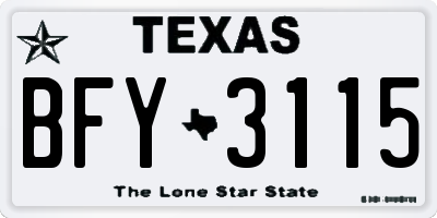 TX license plate BFY3115