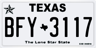 TX license plate BFY3117