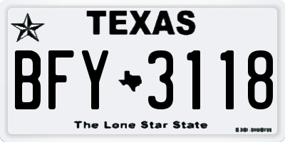 TX license plate BFY3118