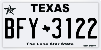 TX license plate BFY3122