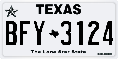 TX license plate BFY3124