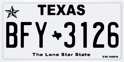 TX license plate BFY3126