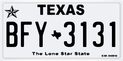 TX license plate BFY3131