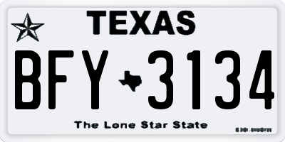 TX license plate BFY3134