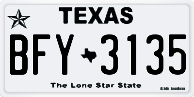 TX license plate BFY3135