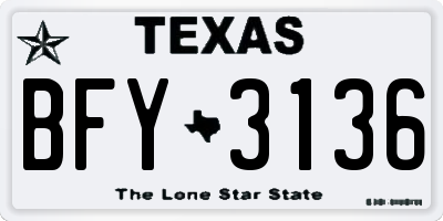 TX license plate BFY3136