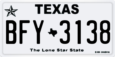 TX license plate BFY3138