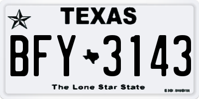 TX license plate BFY3143