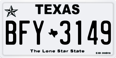 TX license plate BFY3149