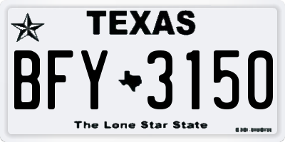TX license plate BFY3150