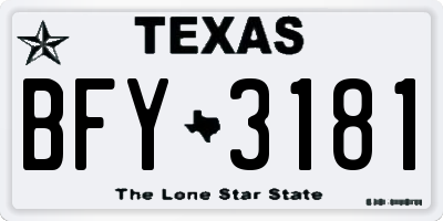 TX license plate BFY3181