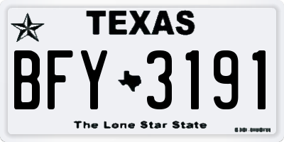 TX license plate BFY3191