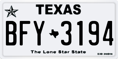 TX license plate BFY3194