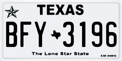 TX license plate BFY3196