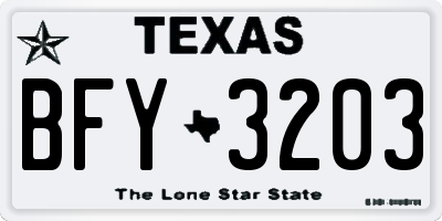 TX license plate BFY3203