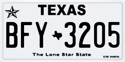TX license plate BFY3205