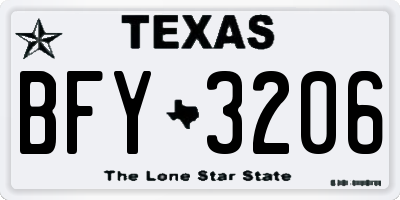 TX license plate BFY3206