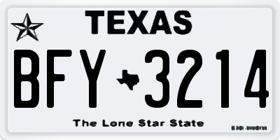 TX license plate BFY3214