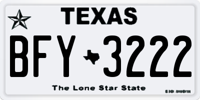 TX license plate BFY3222
