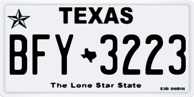 TX license plate BFY3223