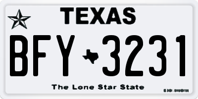 TX license plate BFY3231