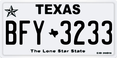 TX license plate BFY3233