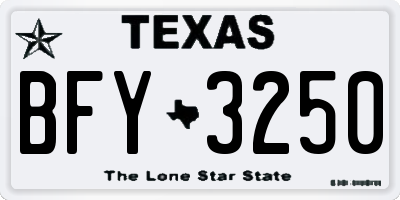 TX license plate BFY3250