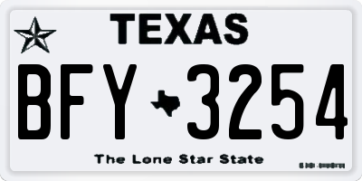 TX license plate BFY3254