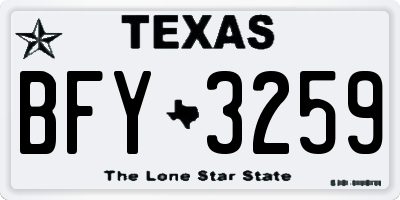 TX license plate BFY3259