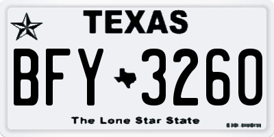 TX license plate BFY3260