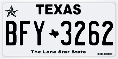 TX license plate BFY3262