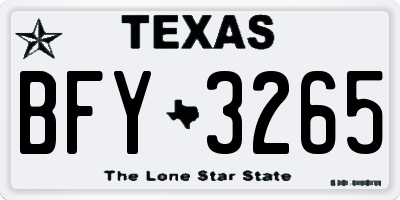TX license plate BFY3265