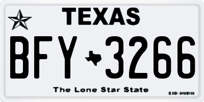TX license plate BFY3266