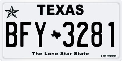 TX license plate BFY3281