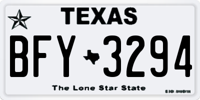 TX license plate BFY3294
